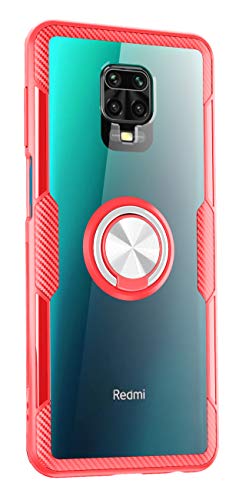 SORAKA Hülle für Xiaomi Redmi Note 9S/Redmi Note 9 Pro mit 360 Grad drehbare Ringhalterung,Harter PC transparenter Abdeckung+Silikon Rahmen hülle,mit Metallplatte für Handyhalterung Auto KFZ Magnet von SORAKA
