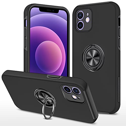 SORAKA Hülle für iPhone 12 Mini mit unsichtbarem Ringhalter und Metallplatte für magnetische Autohalterung Robustes Gehäuse in Militärqualität stoßfeste Schutzhülle von SORAKA