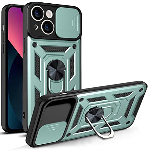 SORAKA Hülle für iPhone 13 Mini mit Ringhalterung und Schiebe-Kamera-Abdeckung iPhone 13 Mini Hülle mit Metallplatte für magnetische Autohalterung PC+ TPU Stoßstange Robuste Hülle von SORAKA