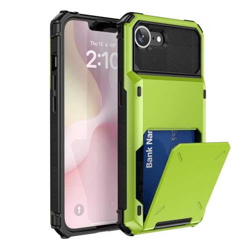 SORAKA Hülle für iPhone 16e mit Kartenhalter Handyhülle PC TPU 2 in 1 Dual Layer Bumper Hülle Stoßsichere Abdeckung kann 5 Karten aufnehmen von SORAKA