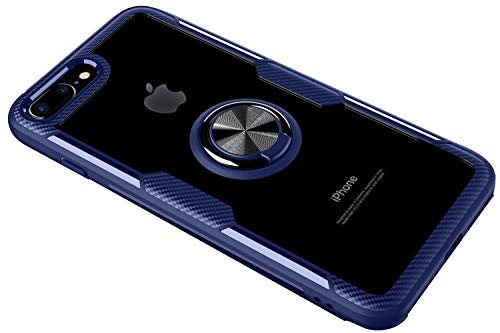 SORAKA Hülle für iPhone 8 Plus/iPhone 7 Plus mit 360 Grad drehbarem Ringständer Harter PC transparenter Abdeckung+Silikon Rahmen durchsichtige hülle mit Metallplatte für Handyhalterung Auto KFZ Magnet von SORAKA