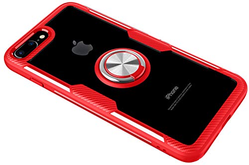 SORAKA Hülle für iPhone 8 Plus/iPhone 7 Plus mit 360 Grad drehbarem Ringständer Harter PC transparenter Abdeckung+Silikon Rahmen durchsichtige hülle mit Metallplatte für Handyhalterung Auto KFZ Magnet SORAKA Hülle für iPhone 8 Plus/iPhone 7 Plus mit 360 Grad drehbarem Ringständer Harter PC transparenter Abdeckung+Silikon Rahmen durchsichtige hülle mit Metallplatte für Handyhalterung Auto KFZ Magnet von SORAKA