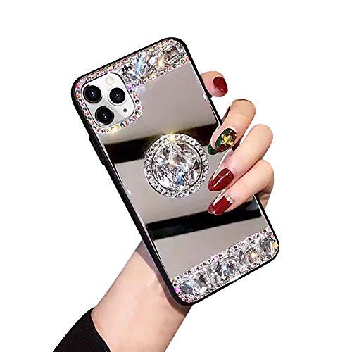 Shinyzone Glitzer Diamant Hülle für iPhone 14 Pro 6.1,Frauen Mädchen Spiegel Handyhülle Stilvoll mit 360 Ringhalter Bling 3D Kristall Strass Weich Silikon Rückseite Schutzhülle von SORAKA