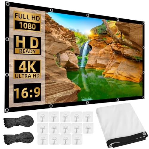 Beamer Leinwand 100 Zoll- Projektionsleinwand im Freien 16:9 unterstützt 3D/1080P, Tragbare Faltbar Anti-Falten Doppelseitige Projektion 275 * 156 cm für Heimkino, Außen- und Innenbereich, Filmnacht Beamer Leinwand 100 Zoll- Projektionsleinwand im Freien 16:9 unterstützt 3D/1080P, Tragbare Faltbar Anti-Falten Doppelseitige Projektion 275 * 156 cm für Heimkino, Außen- und Innenbereich, Filmnacht von SOSHIEE