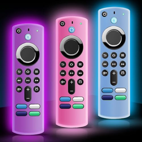 Schutzhülle für TV-Fernbedienung, rutschfest, Silikon, leuchtet im Dunkeln, mit Umhängeband, Blau, Rosa, Violett, 3 Stück Schutzhülle für TV-Fernbedienung, rutschfest, Silikon, leuchtet im Dunkeln, mit Umhängeband, Blau, Rosa, Violett, 3 Stück von SOTATOO
