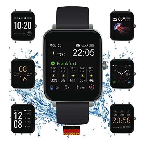 SOUCCESS FITNESSUHR MIT Full Touch Display, SMARTWATCH Always ON Display, FITNESSTRACKER, PULSMESSER, SCHRITTZÄHLER FÜR Frauen UND MÄNNER, GROSSES 1.54“ Display, IOS/Android, 3ATM WASSERDICHT, IP68 von SOUCCESS