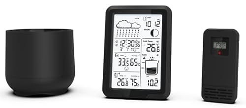 SOUCCESS Funk-Wetterstation mit Außensensor und Regenmesser - batteriebetrieben, Funkzeit via DCF, Außensensor und Regenmesser inklusive von SOUCCESS