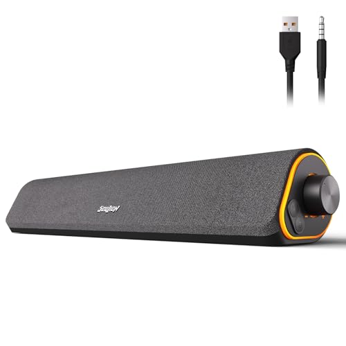 SOULION R50 PC Lautsprecher, Bluetooth & 3,5 mm Computer Lautsprecher, USB betrieben, Bunte Lichter, Soundbar mit Schalter, Stereo Surround Soundbar für PC, Desktop, Laptop von SOULION