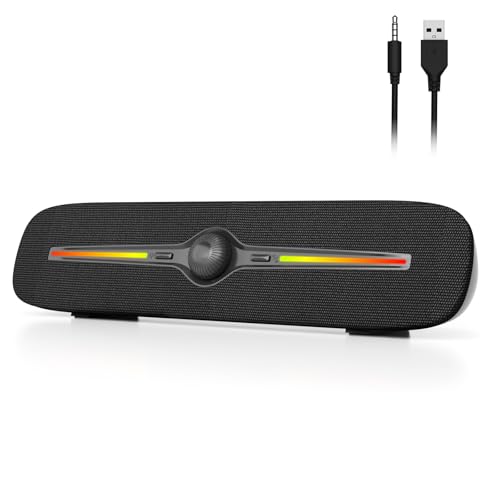 SOULION R90 Computer-Lautsprecher für Desktop, USB-betriebene PC-Bluetooth-Lautsprecher mit LED-Lichtern, 3,5 mm AUX, kabelgebunden, kleine Soundbar für Laptop, Smartphones SOULION R90 Computer-Lautsprecher für Desktop, USB-betriebene PC-Bluetooth-Lautsprecher mit LED-Lichtern, 3,5 mm AUX, kabelgebunden, kleine Soundbar für Laptop, Smartphones von SOULION