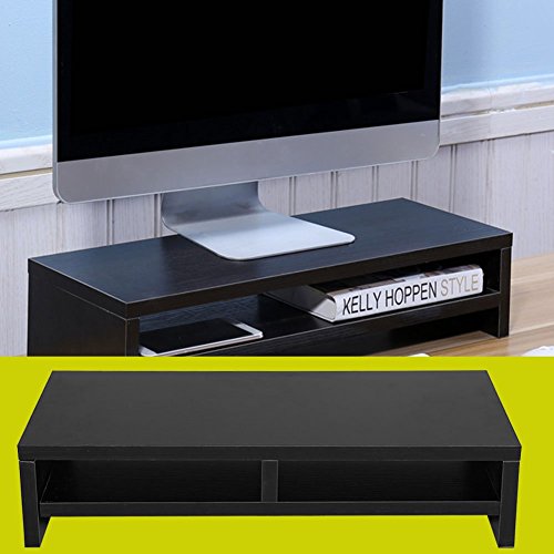 Monitor-Ständer aus Holz, 2 Ebenen, Tisch-Monitorständer, Ständer für LCD-Fernseher, Laptop, Computerbildschirm, Schreibtisch mit Ablagefläche (B x T x H): 500 x 200 x 117 mm von SOULONG