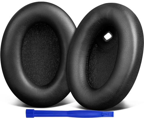 SOULWIT Professionelle Ersatz Ohrpolster für Sony WH-1000XM4 (WH1000XM4) Over-Ear Kopfhörer mit Weichem Proteinleder, Geräuschisolierung Schaum, Zusätzliche Dicke-Schwarz von SOULWIT