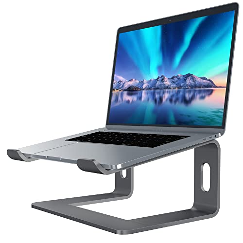 SOUNDANCE Laptop-Ständer, Aluminium-Computer-Erhöhung, ergonomischer Laptop-Ständer für den Schreibtisch, Metall-Halterung, kompatibel mit 10 bis 15,6 Zoll Notebook-Computern, Grau von SOUNDANCE