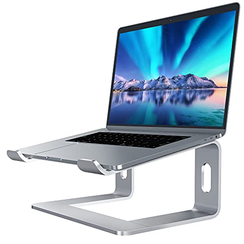 SOUNDANCE Laptop-Ständer, Aluminium-Computer-Erhöhung, ergonomischer Laptop-Ständer für den Schreibtisch, Metall-Halterung, kompatibel mit 10 bis 15,6 Zoll Notebook-Computern, Silber von SOUNDANCE