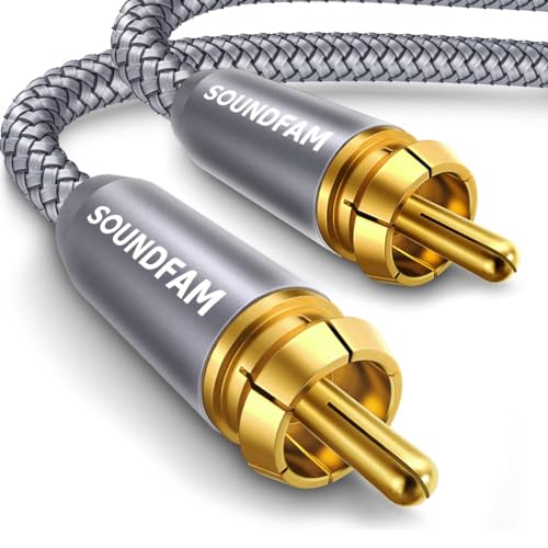 SOUNDFAM PREMIUM Subwoofer Kabel - 8M - Cinch LFE Subwooferkabel RCA Digital Audio Koaxialkabel - Grau von SOUNDFAM