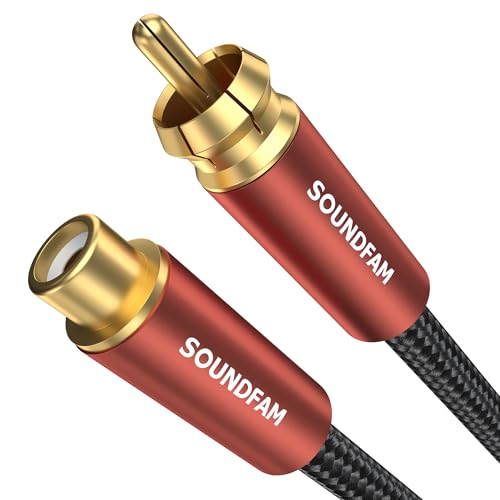 SOUNDFAM Cinch Verlängerungskabel 3M Subwoofer Kabel Cinch RCA-Stecker/Buchse Koaxial Kabel - Vergoldete Stecker von SOUNDFAM