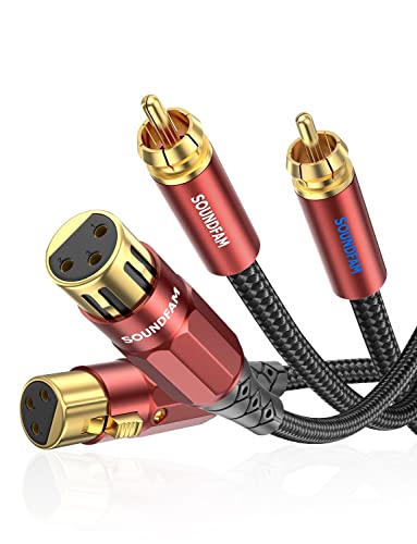 SOUNDFAM PREMIUM XLR auf Cinch Kabel 1M, 2 XLR Buchse zu 2 RCA Stecker Verbindungskabel - 24K Vergoldet Doppelt Geschirmt von SOUNDFAM