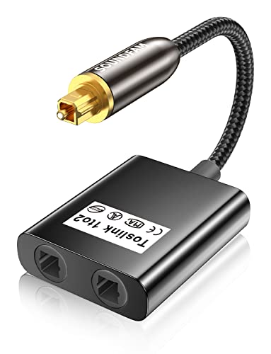 SOUNDFAM Toslink Splitter 1 In 2 Out Optisches Kabel Splitter Digitaler Audio Optischer Splitter Adapter für TV, DVD, Soundbar - Schwarz von SOUNDFAM