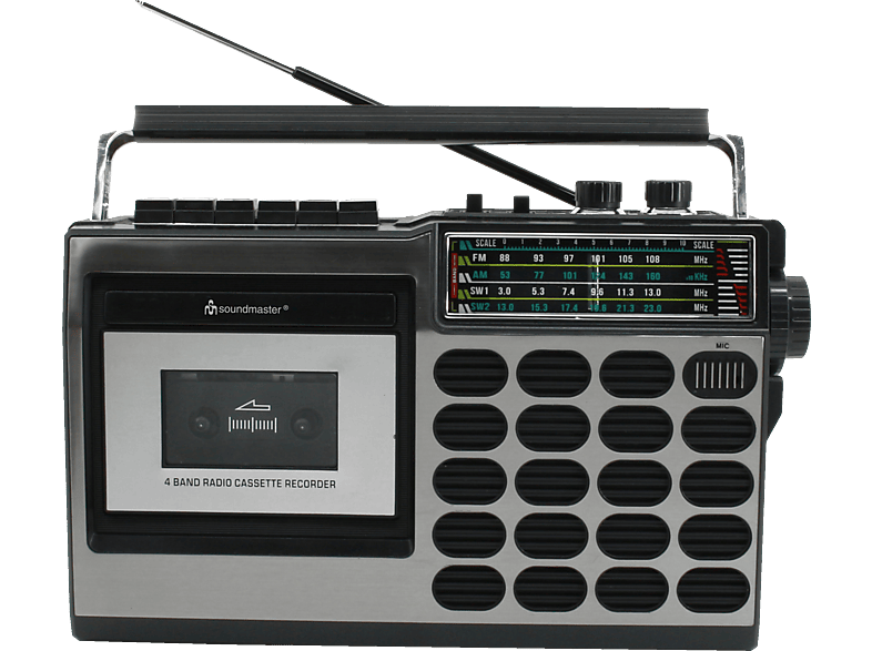 SOUNDMASTER RR18SW Radiokassettenrecorder, Analog, FM, AM, KW, Schwarz von SOUNDMASTER