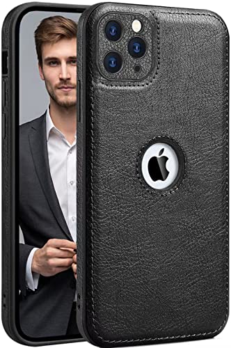 SOUTEM PU-Leder Hülle für iPhone 11, Schutzhülle für Kameraobjektiv, PU Leder Schlank Luxuriös Business rutschfest Griffige Robust Stoßfest Ganzkörperschutz Hülle für iPhone 11 (Schwarz) von SOUTEM