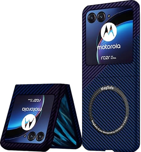 SOUTEM Schutzhülle für Motorola Razr 40 Ultra, Kohlefaser-Muster, harte PC-Magnethülle, unterstützt kabelloses Laden, ultradünn, kratzfest, stoßfest, Schutzhülle für Motorola 40 Ultra 2023 (blau/lila) von SOUTEM