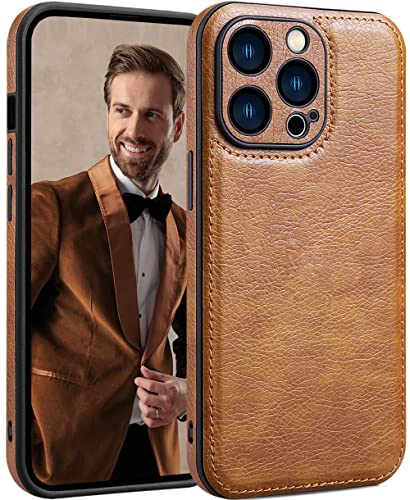 SOUTEM für iPhone 13 Pro Hülle Leder, Vintage Klassisches PU-Leder Luxus Business Kamera Rahmenschutz Hülle, Weiche rutschfeste Griff Anti-Kratzer Stoßfeste Hülle für iPhone 13 Pro (Braun) von SOUTEM