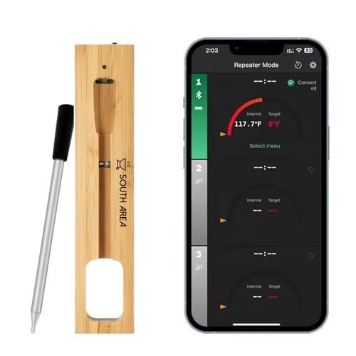 Intelligentes kabelloses Thermometer für Fleisch und Grill mit Bluetooth Reichweite 100m, verbessertes Design, präzise Temperaturregelung für Smoker, Ofen und BBQ von SOUTH AREA