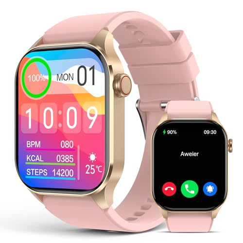 2024 Smartwatch Damen mit Telefonfunktion, 2.04”AMOLED Display Fitnessuhr mit Herzfrequenz SpO2, Schlafmonitor Watch/Temperaturüberwachung, Wasserdichte IP68-Smartwatch, kompatibel mit Android iOS von SOUYIE