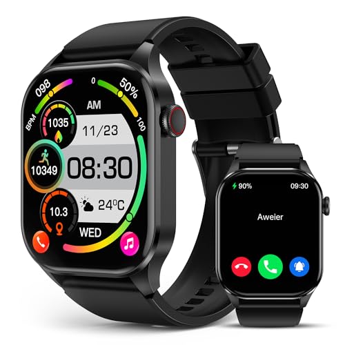 2024 Smartwatch für Herren Damen mit Bluetooth Anruf, 5,2 cm AMOLED Display Smartwatch, Fitness Tracker mit Blutdruck, Schlafmonitor, Herzfrequenz, IP68 Wasserdicht Aktivitätstracker für Android iOS von SOUYIE