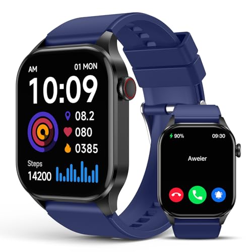 SOUYIE Smartwatch für Damen und Herren (Anrufe annehmen/tätigen), Fitness-Tracker, 5,1 cm (2,04 Zoll) AMOLED-Display, 24/7 Herzfrequenz, Blutsauerstoff, Blutdruck, Schlafmonitor, IP68 wasserdichte von SOUYIE