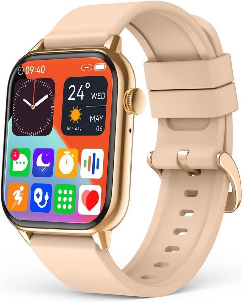 SOUYIE Smartwatch (1,68 Zoll, Android iOS), mit Bluetooth Anruf Fitnessuhr Blutdruck Schlafmonitor Wasserdicht Uhr von SOUYIE