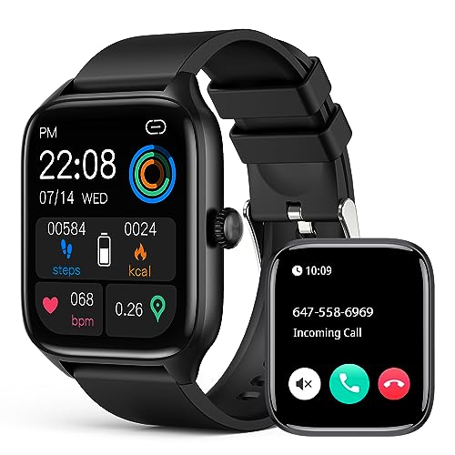 SOUYIE Smartwatch Damen Herren, Smart Watch mit Telefonfunktion,1.96" HD- Touchscreen Fitnessuhr mit Pulsmesser, Schlafmonitor, Schrittzähler, Thermometer,IP67 Wasserdicht Armbanduhr für Android iOS von SOUYIE