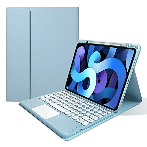 Schutzhülle für iPad Air 5. 4. Generation mit Tastatur – unterstützt Bleistiftladung, abnehmbare Tastaturabdeckung mit Touchpad für iPad Air 5. Generation 2022/iPad Air 4. Generation 2020 10.9, Blau von SOUYOYIHI