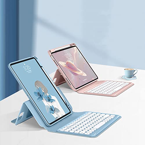 Vertikale Tastaturhülle für iPad Mini 6. Generation, magnetische Hülle, farbige Tastatur, runde Tastatur, abnehmbare transparente Rückseite mit Stifthalter, Dunkelgrün von SOUYOYIHI