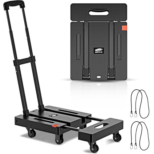 SOYO Faltbare Sackkarre, 227 kg, strapazierfähig, tragbar, 6 Räder, zusammenklappbarer Gepäckwagen mit 2 elastischen Seilen für Umzug, Reisen, Einkaufen, Haus und Büro, Schwarz SOYO Faltbare Sackkarre, 227 kg, strapazierfähig, tragbar, 6 Räder, zusammenklappbarer Gepäckwagen mit 2 elastischen Seilen für Umzug, Reisen, Einkaufen, Haus und Büro, Schwarz von SOYO