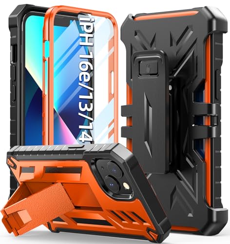 Schutzhülle für iPhone 13–14: Schutzhülle für iPhone 16e, robust, Militärqualität, harter Schutz mit Gürtelclip, stoßfest, langlebiges Design mit integriertem Ständer (Gürtelclip, Orange) Schutzhülle für iPhone 13–14: Schutzhülle für iPhone 16e, robust, Militärqualität, harter Schutz mit Gürtelclip, stoßfest, langlebiges Design mit integriertem Ständer (Gürtelclip, Orange) von SOiOS