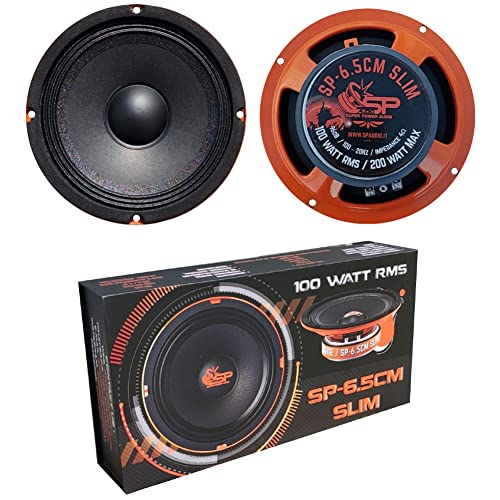 SP Audio 2 MIDRANGE SP6.5CM-Slim Lautsprecher 16,50 cm 165 mm 6,5" Durchmesser 100 watt rms 200 watt max impedanz 4 ohm 96 db spl Auto, pro Paar von SP Audio