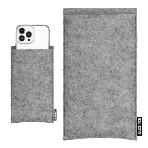 Simon Pike Hülle Tasche kompatibel mit Apple iPhone 13 Mini | 12 Mini (Gr. A) | Filztasche Boston in grau aus Filz (echtem Wollfilz) Handyhülle von SP SIMON PIKE