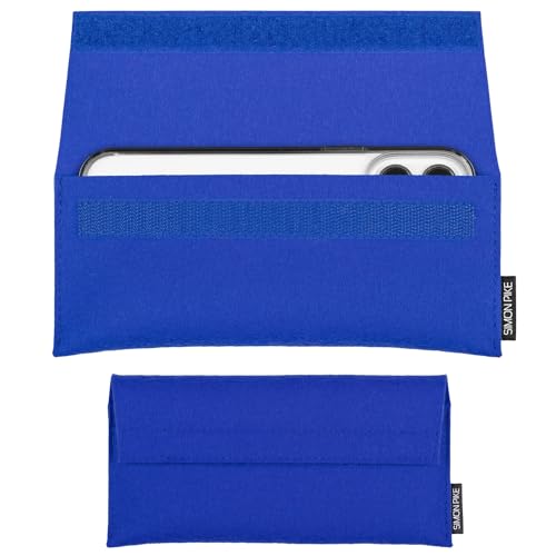 Simon Pike Hülle Tasche kompatibel mit Apple iPhone 15 |14 I 13 |12 (Gr. G) | Filztasche New York in blau aus Filz (echtem Wollfilz) Handyhülle von SP SIMON PIKE