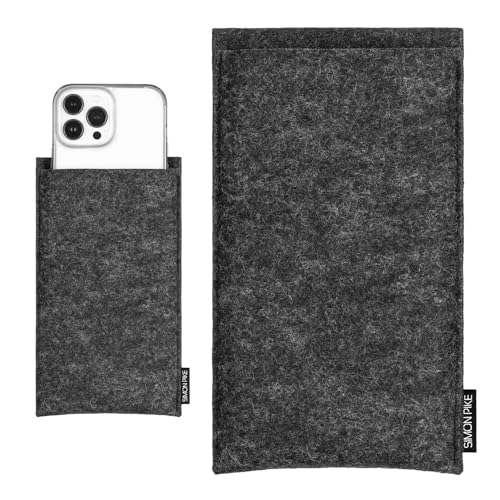 SP SIMON PIKE Boston Schutzhülle passend für Apple iPhone 15 Plus, 14 Plus (Gr. S) | Anthrazit Filztasche aus echtem Wollfilz - Schutz vor Kratzern, Staub, Dreck, Feuchtigkeit, Stößen oder einem Sturz von SP SIMON PIKE