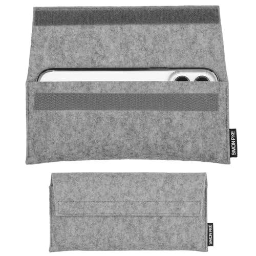 SimonPike Handyhülle passend für Apple iPhone 16 Pro | 15 Pro | 14 Pro | 13 Pro | 12 Pro (Gr. G) | New York grau Filztasche aus Filz (echtem Wollfilz) Handy/Smartphone Tasche von SP SIMON PIKE