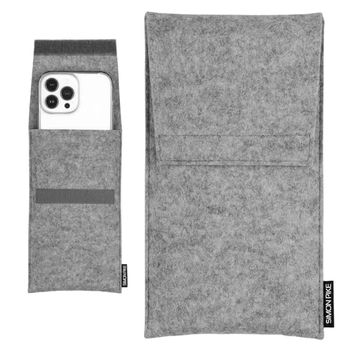 SimonPike Handyhülle passend für Apple iPhone 16 Pro Max | 15 Pro Max | 14 Pro Max | 13 Pro Max (Gr. S) | Sidney grau Filztasche aus Filz (echtem Wollfilz) Handy/Smartphone Tasche von SP SIMON PIKE
