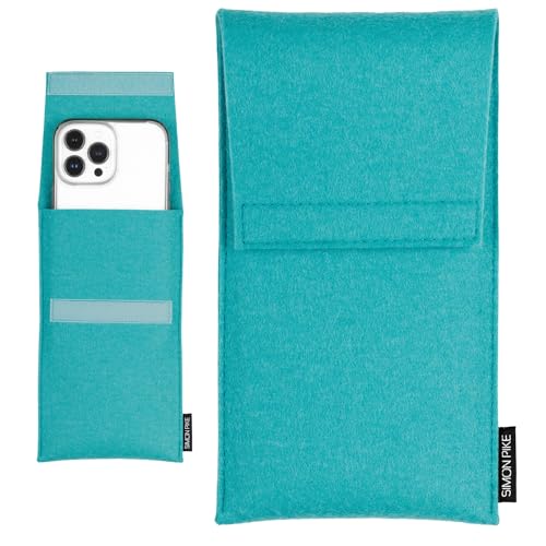 SimonPike Handyhülle passend für Apple iPhone 16 Pro Max | 15 Pro Max | 14 Pro Max | 13 Pro Max (Gr. S) | Sidney smaragd Filztasche aus Filz (echtem Wollfilz) Handy/Smartphone Tasche von SP SIMON PIKE