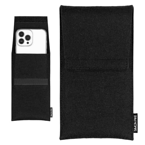 Simon Pike Hülle Tasche kompatibel mit Apple iPhone SE (2020, 2022) (Gr. A) | Filztasche Sidney in schwarz aus Filz (echtem Wollfilz) Handyhülle von SP SIMON PIKE