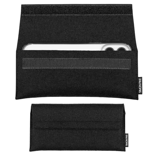 Simon Pike Hülle Tasche kompatibel mit Samsung Galaxy A53,A51,A50,A33,A31,A22,A20 (Gr. B) | Filztasche New York in schwarz aus Filz (echtem Wollfilz) Handyhülle von SP SIMON PIKE