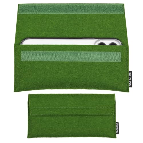 SimonPike Handyhülle passend für Apple iPhone 13 mini | 12 mini (Gr. A) | New York Gruen Filztasche aus Filz (echtem Wollfilz) Handy/Smartphone Tasche von SP SIMON PIKE