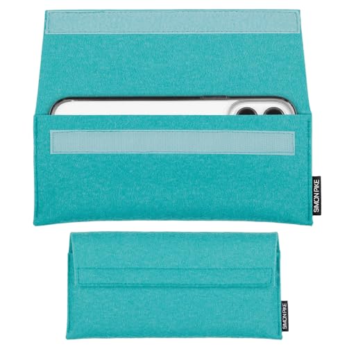 SimonPike Handyhülle passend für Samsung Galaxy A54 (Gr. D) | New York smaragd Filztasche aus Filz (echtem Wollfilz) Handy/Smartphone Tasche von SP SIMON PIKE