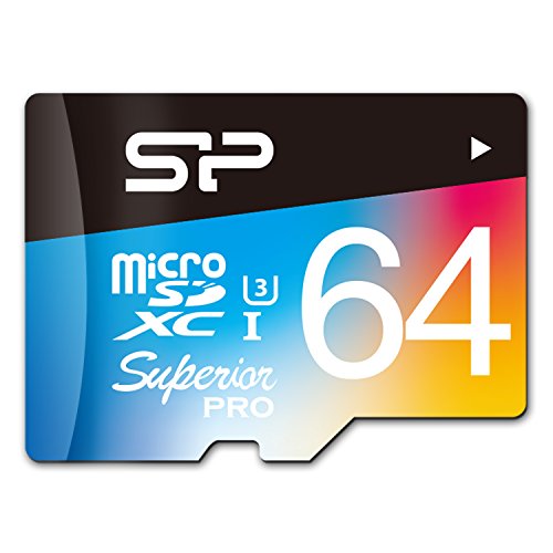 SP/Silicon Power 64GB Superior Pro microSDHC UHS-1 Class 10 Memory Card, Read/write bis zu 90/80 MB/s für High-Speed-Serienaufnahmen und 4k-Videoaufzeichnung (U3), mit SD Adapter von SP Silicon Power