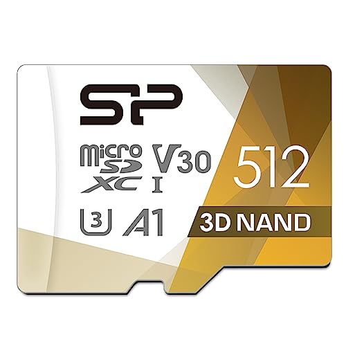 SP Silicon Power 512 GB Micro-SD-Karte, U3 Nintendo-Switch kompatibel, SDXC microSDXC High Speed MicroSD Speicherkarte mit Adapter von SP Silicon Power