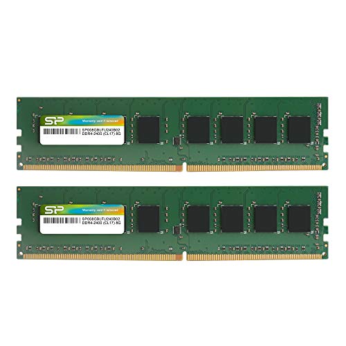 Silicon Power 16GB Kit (2X 8GB) DDR4-RAM-2400MHz (PC4 19200) 288 Pin 1,2V Non-ECC Unbuffered 16GB-UDIMM-Desktop Memory von SP Silicon Power