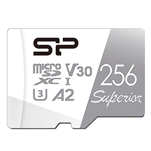 Silicon Power 256GB Superior Micro SDXC UHS-I (U3), V30 4K A2, kompatibel mit GoPro Hero 9 High Speed MicroSD Karte mit Adapter von SP Silicon Power
